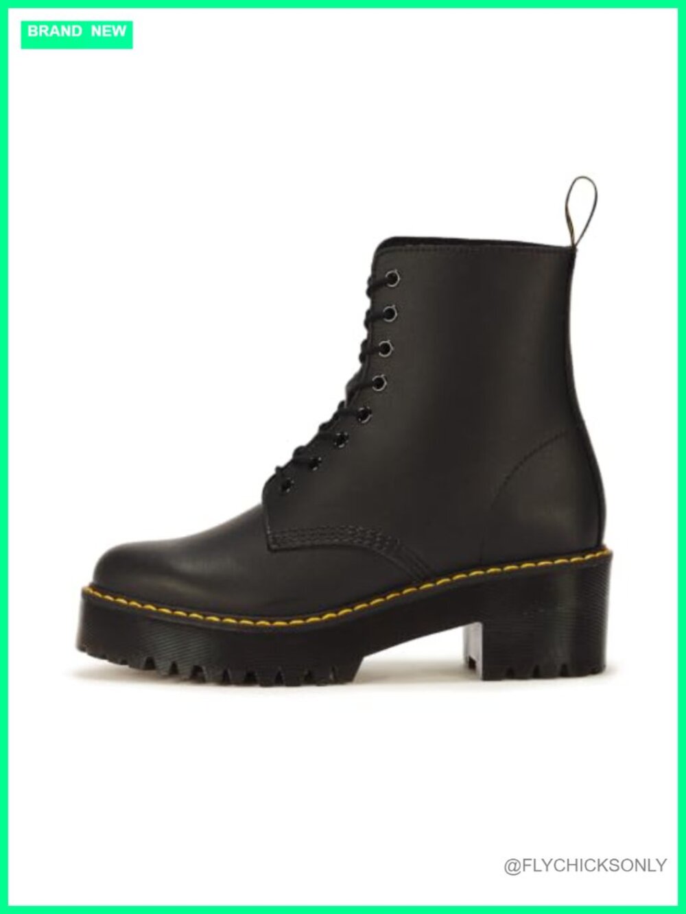 PU Coated Leather 8 Eye Lace Up Heeled Combat Boot